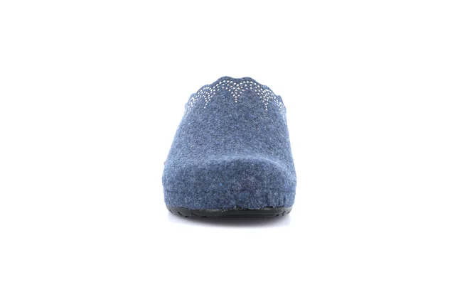 Recycled wool slipper with wedge | PRAU CI2967 - BLUE | Grünland