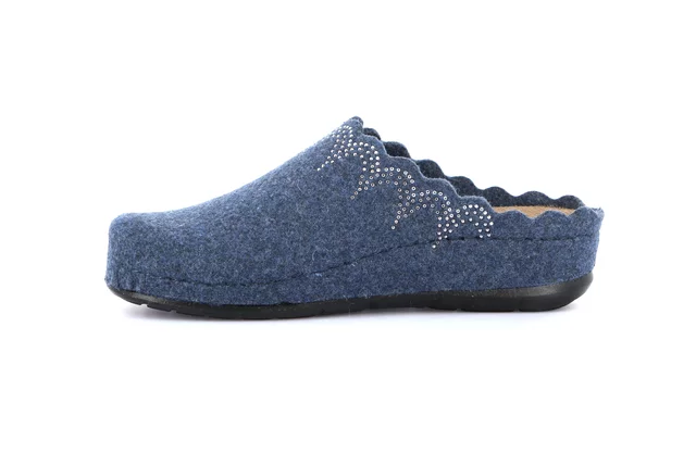 Recycled wool slipper with wedge | PRAU CI2967 - BLUE | Grünland