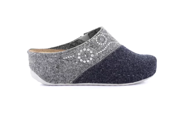 Recycled wool slipper with wedge | RAPY CI2969 - GRIGIO-NAVY | Grünland