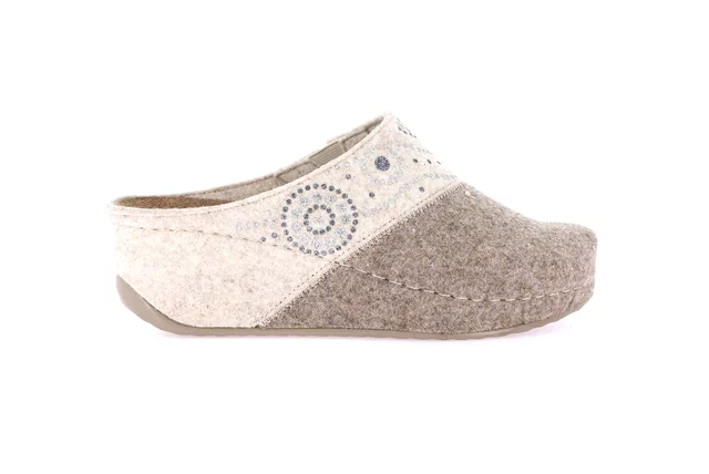 Recycled wool slipper with wedge | RAPY CI2969 - TAUPE-PANNA | Grünland