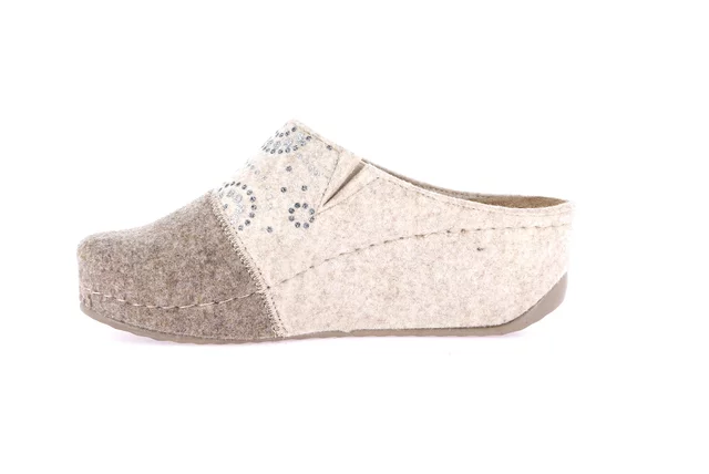 Recycled wool slipper with wedge | RAPY CI2969 - TAUPE-PANNA | Grünland