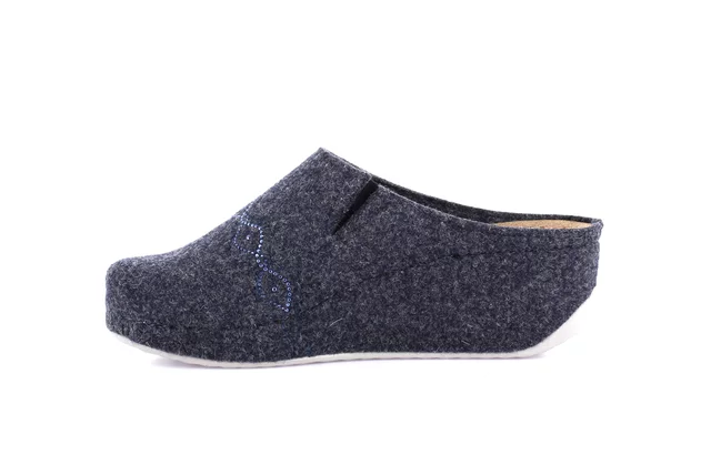 Recycled wool slipper with wedge | RAPY CI2970 - NAVY | Grünland