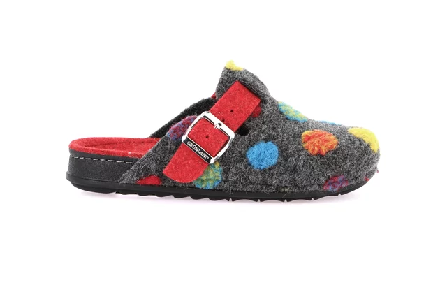 Slipper with coloured polka dots | PILA CI2974 - ANTRACITE-ROSSO | Grünland