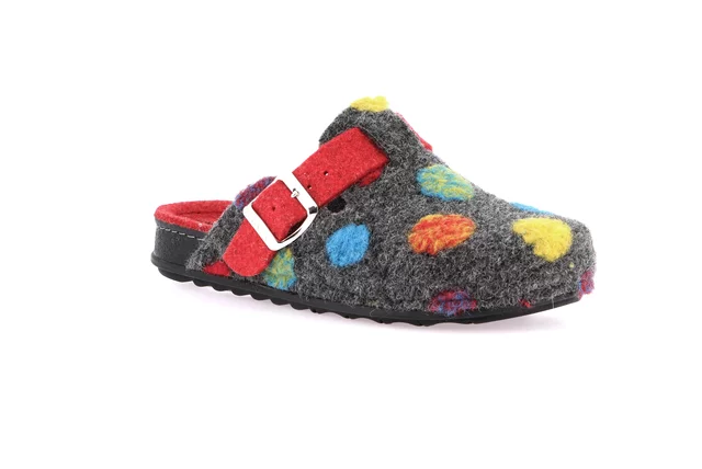 Slipper with coloured polka dots || PILA CI2974 - ANTRACITE-ROSSO | Grünland