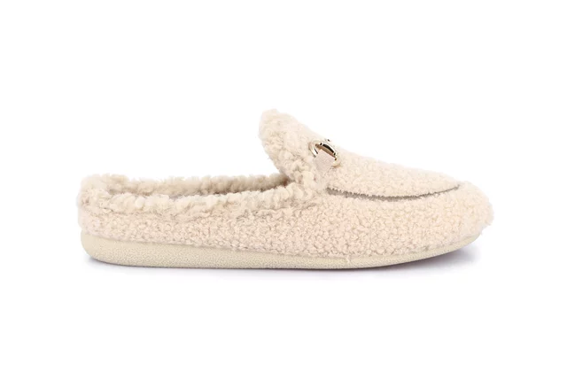 Teddy slipper with horsebit | GLES CI2995 - BEIGE | Grünland