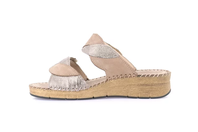 Double band slipper with handmade stitching | PAFO CI3001 - TAUPE | Grünland
