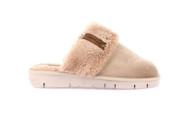 Slipper with Eco-fur LOXI CI3023 - BEIGE | Grünland