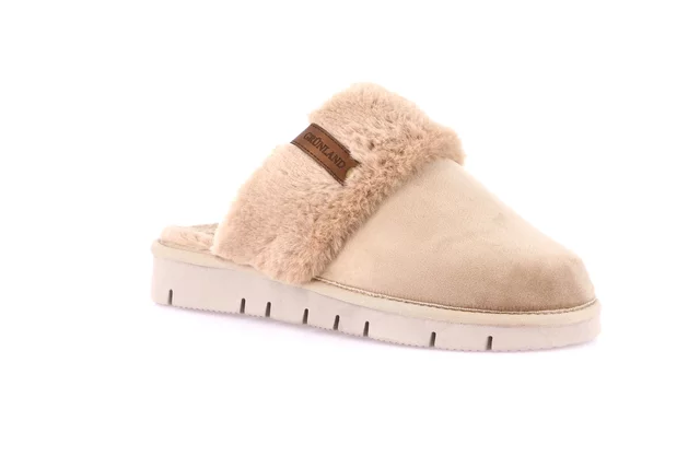 Slipper with Eco-fur LOXI CI3023 - BEIGE | Grünland