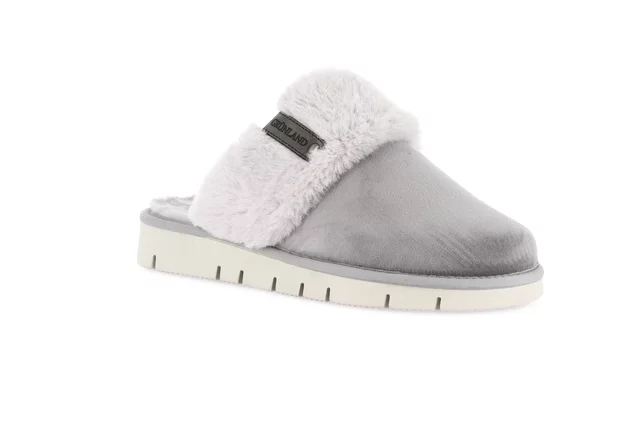 Slipper with Eco-fur LOXI CI3023 - GREY | Grünland