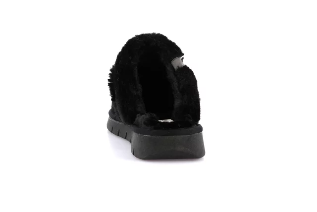 Slipper with Eco-fur LOXI CI3023 - BLACK | Grünland