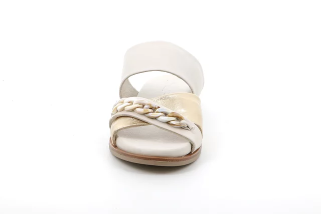 Sandale mit mehreren Riemen aus Leder | FEBE CI3164 - CREMA-PLATINO | Grünland
