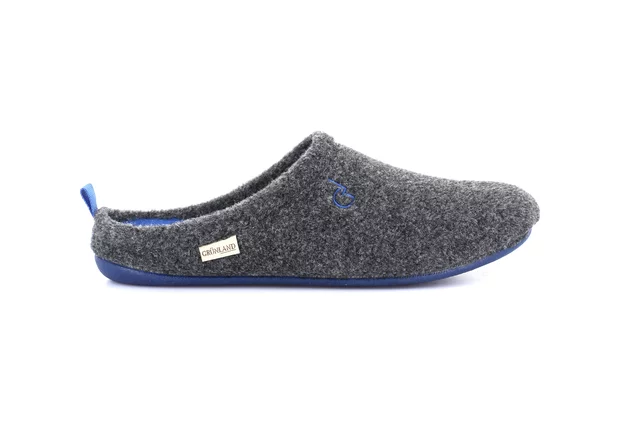 Men's slipper with coloured sole | LECY CI3196 - ANTRACITE-ROYAL | Grünland