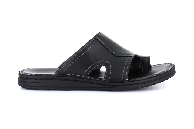 Flip-flop in genuine leather | LAPO CI3505 - BLACK | Grünland