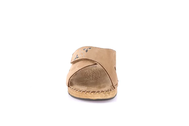 Comfort slipper with handmade stitching | PALO CI3610 - TAUPE | Grünland