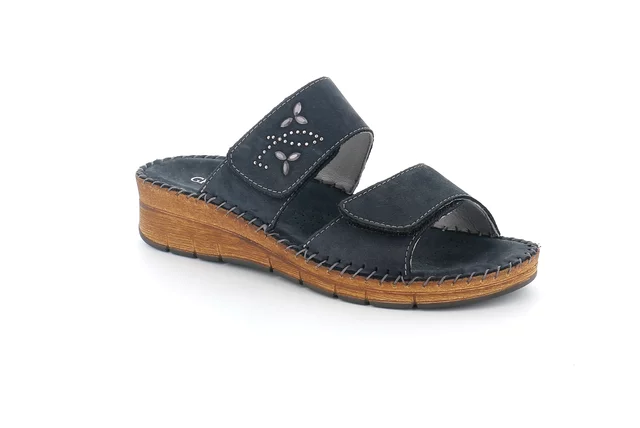 Double band slipper with handmade stitching | PALO CI3611 - BLUE | Grünland