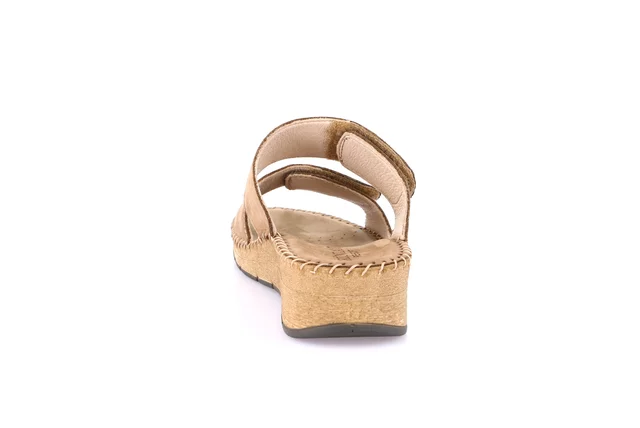 Double band slipper with handmade stitching | PALO CI3611 - TAUPE | Grünland