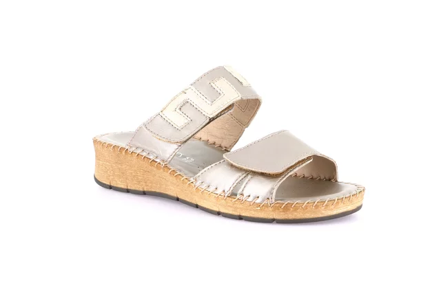 Double band slipper with handmade stitching | PALO CI3615 - platino