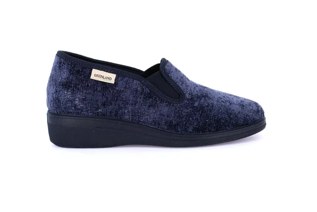 Wedge slipper in chenille | IRAE PA0672 - BLUE | Grünland