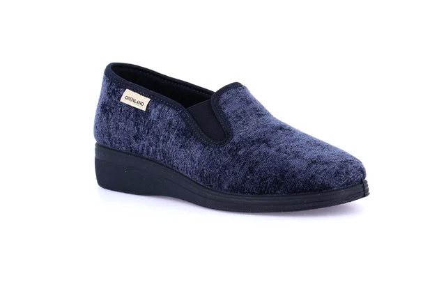 Wedge slipper in chenille | IRAE PA0672 - blue