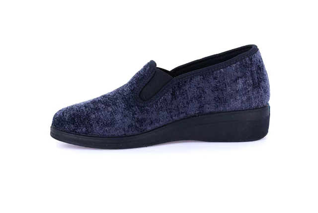 Wedge slipper in chenille | IRAE PA0672 - BLUE | Grünland