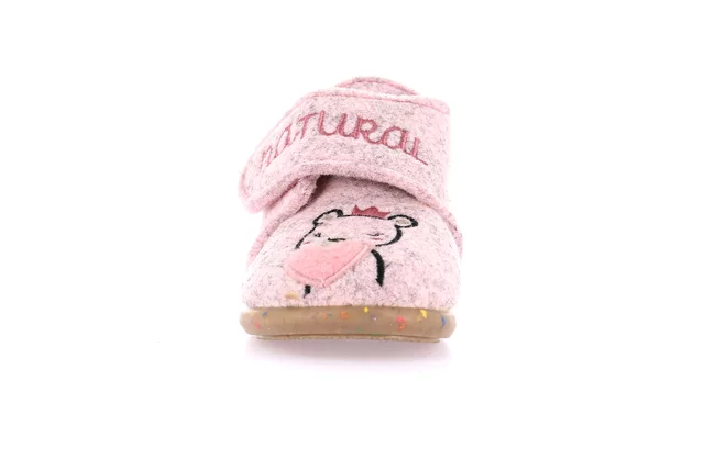 Pantofola bambino in feltro con disegni PA0864 - ROSA | Grünland Junior