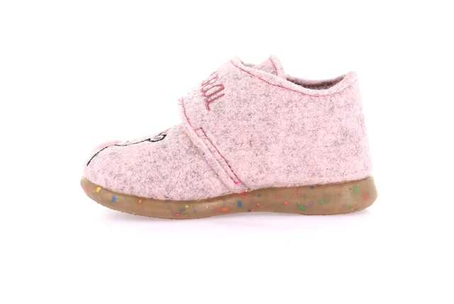 Pantofola bambino in feltro con disegni PA0864 - ROSA | Grünland Junior