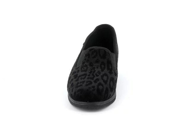 Animalier velvet slipper | IRAE PA1140 - BLACK | Grünland
