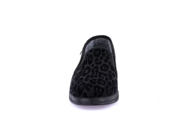 Animalier velvet slipper | IRAE PA1140 - BLACK | Grünland