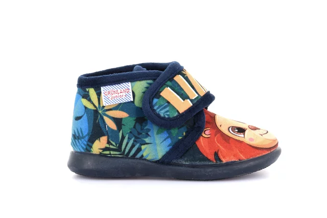 Junior Pantoffel mit Print und Klettverschluss PA1242 - BLAU | Grünland Junior