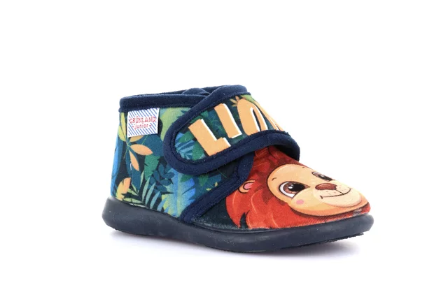 Junior Pantoffel mit Print und Klettverschluss PA1242 - blau