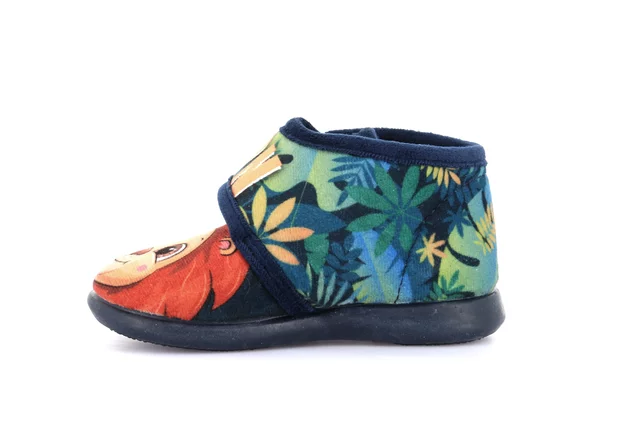 Junior Pantoffel mit Print und Klettverschluss PA1242 - BLAU | Grünland Junior