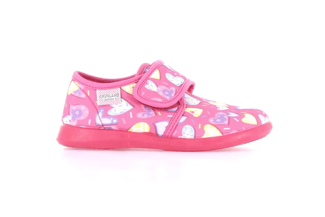 Fabric and patterned house slipper PA1243 - FUXIA | Grünland Junior