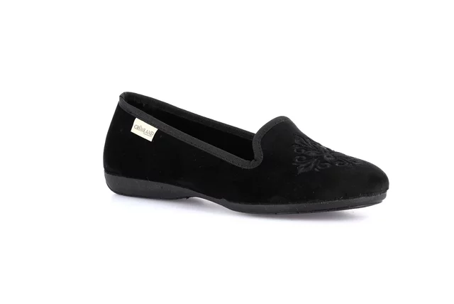 Slipper with piping | TAXI PA1252 - NERO-NERO | Grünland