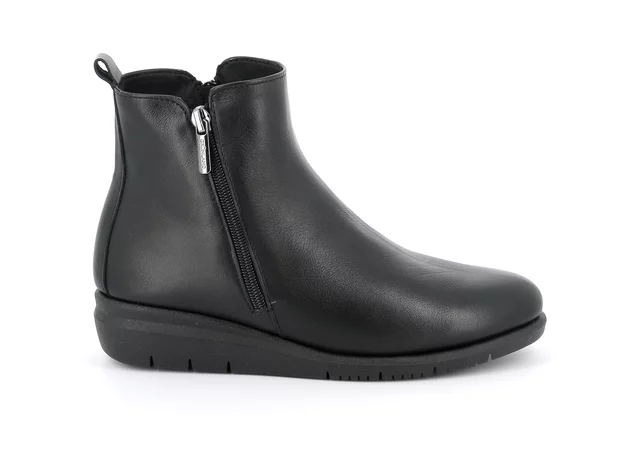 Ankle boot in genuine leather with side zip | RYSA PO1676 - BLACK | Grünland