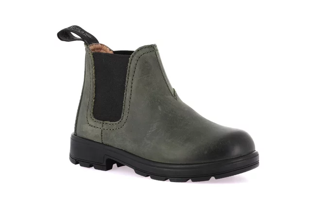 Ankle boots for little boy in genuine leather | STAT PO2051 - OLIVA-NERO | Grünland Junior