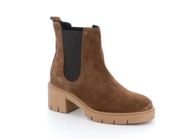 Suede ankle boot with side elastic | ZAME PO2075 - TESTA DI MORO | Grünland