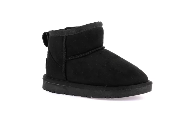 Junior ankle boot in eco fur | CROM PO2100 - black