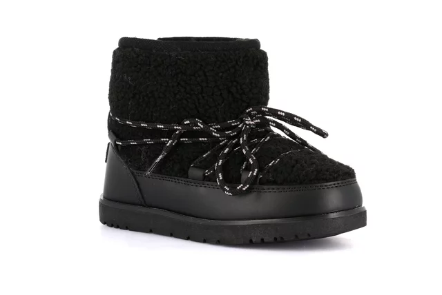 Junior ankle boot in eco fur | CROM PO2101 - BLACK | Grünland Junior