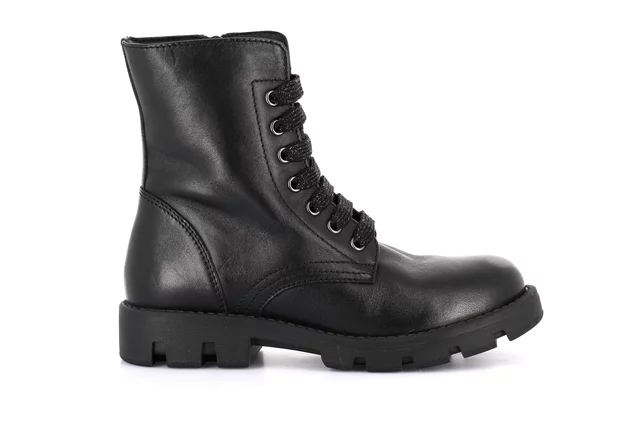 Combat boot with laces and side zip | CLIP PO2158 - BLACK | Grünland Junior