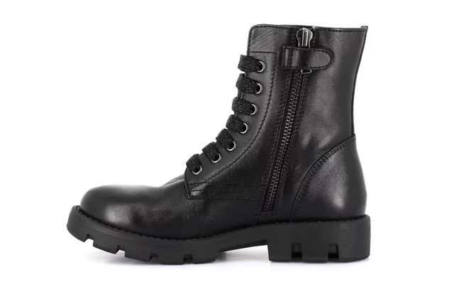 Combat boot with laces and side zip | CLIP PO2158 - BLACK | Grünland Junior