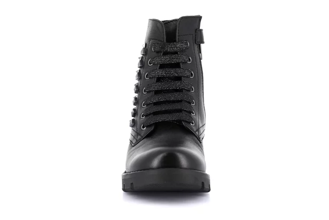 Combat boot with laces and studs | CLIP PO2159 - BLACK | Grünland Junior