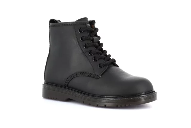 Ankle boot in leather with side zipper | TABA PO2302 - BLACK | Grünland Junior