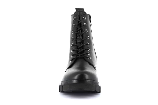 Lace-up ankle boot in genuine leather | ROCE PO2366 - BLACK | Grünland