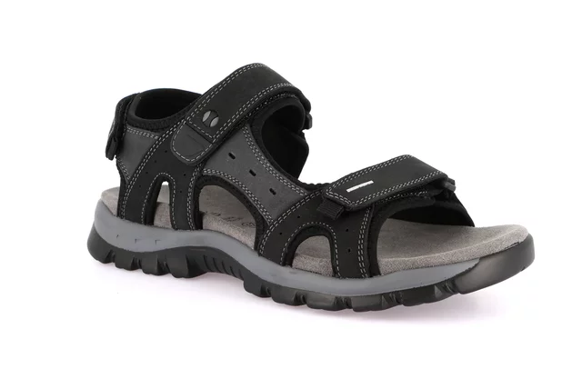 Men's sporty leather sandal | MELT SA0236 - black