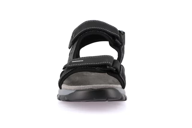 Men's sporty leather sandal | MELT SA0236 - BLACK | Grünland