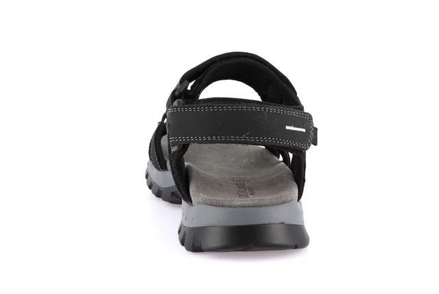 Men's sporty leather sandal | MELT SA0236 - BLACK | Grünland