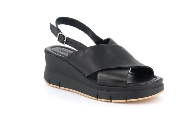 Sandal with wedge | FANI SA1222 - BLACK | Grünland