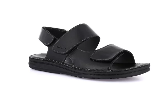 Sandal LAPO in genuine leather SA1241 - BLACK | Grünland