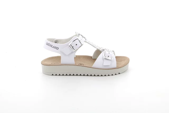 Sandale mit doppelter Schnalle und T-Bar | GRIS SA1504 - BIANCO-ARGENTO | Grünland Junior
