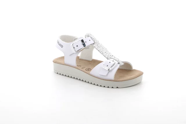 Double buckle sandal with T-Bar | GRIS SA1504 - bianco argento